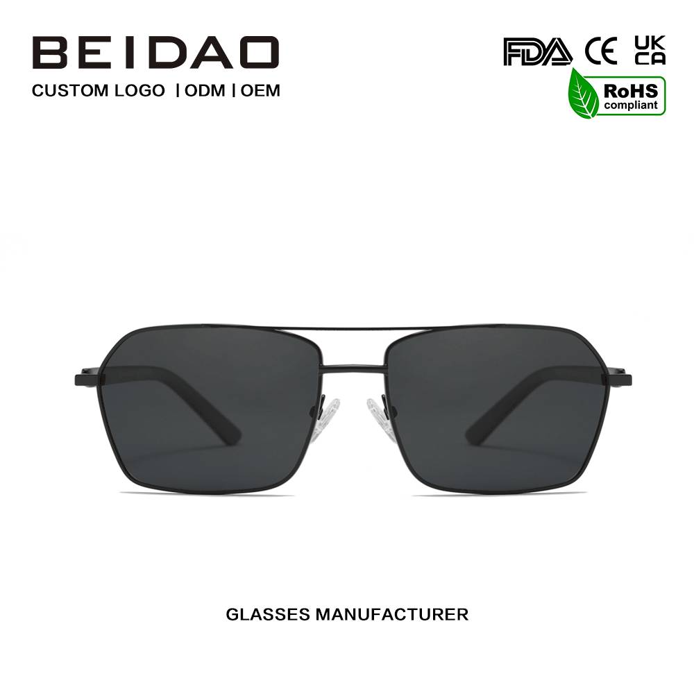 Cermin Mata Hitam Lensa Aluminium Aloi UV400 Untuk Lelaki Memandu