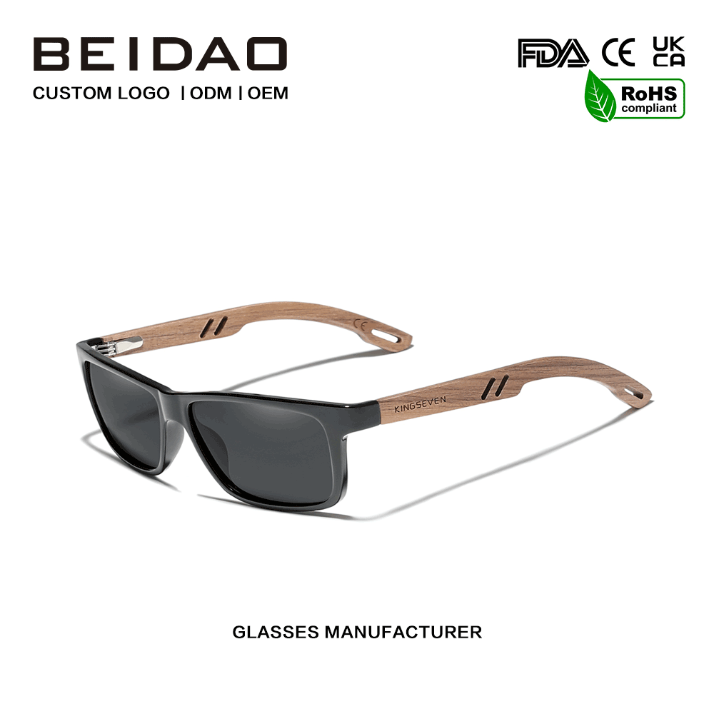 Cermin Mata Hitam Frame Walnut Hitam Asli Klasik TR90