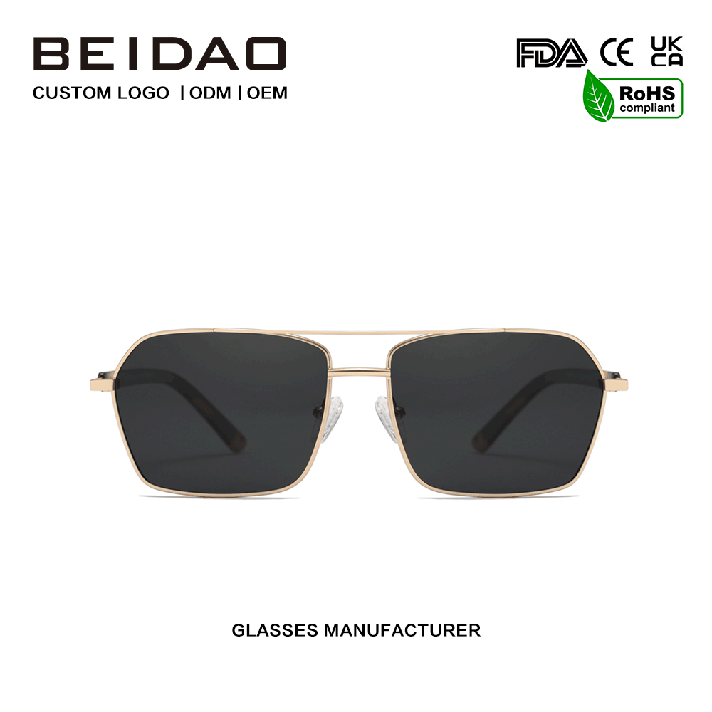 Cermin mata hitam Kanta UV400 Retro Aluminium Aloi Klasik