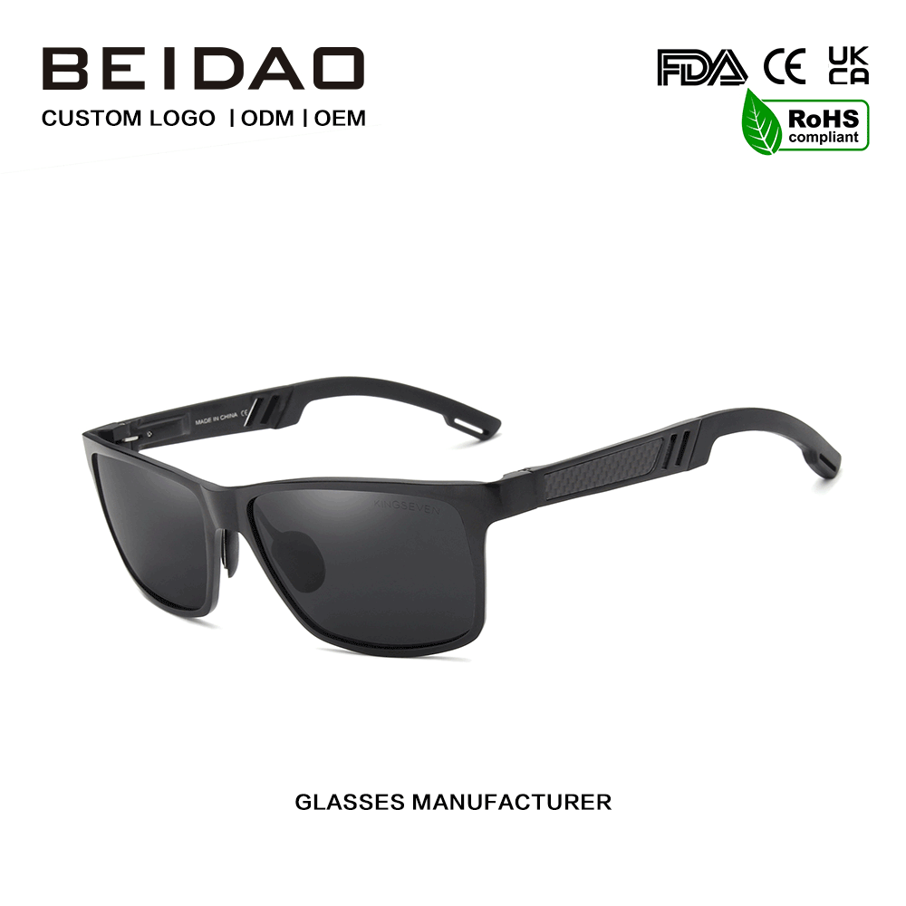 Cermin Mata Hitam Luaran Polarized Rectangular Rectangular Designer Untuk Lelaki