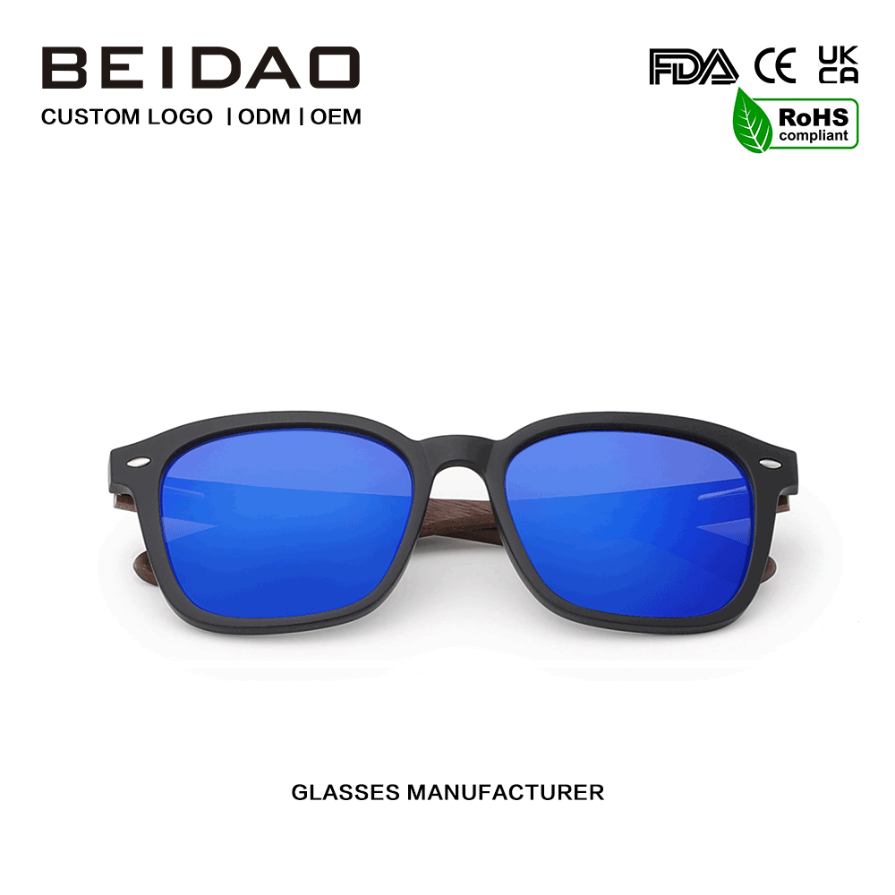 Cermin Mata Hitam Berpolar Bingkai Bingkai Retro UV400 TR90 Buatan Tangan Retro