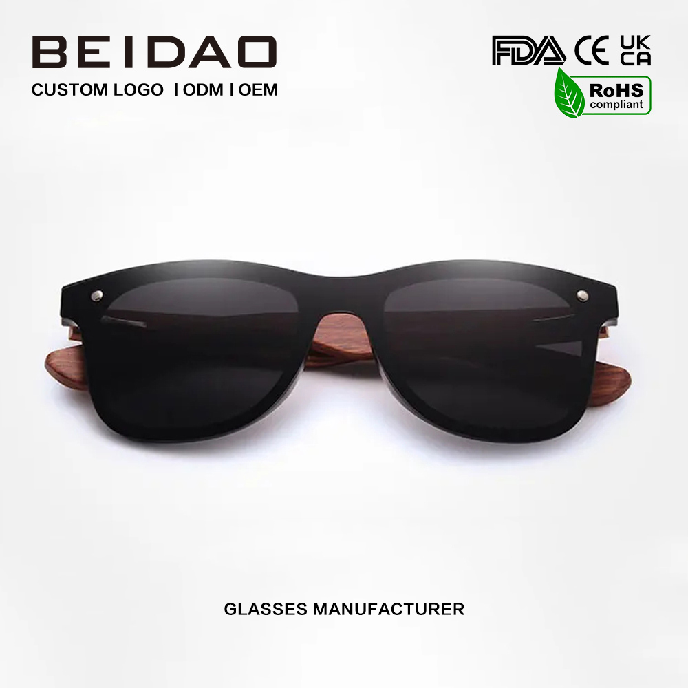 Cermin Mata Hitam Kayu Fesyen Polarized One-piece Lens