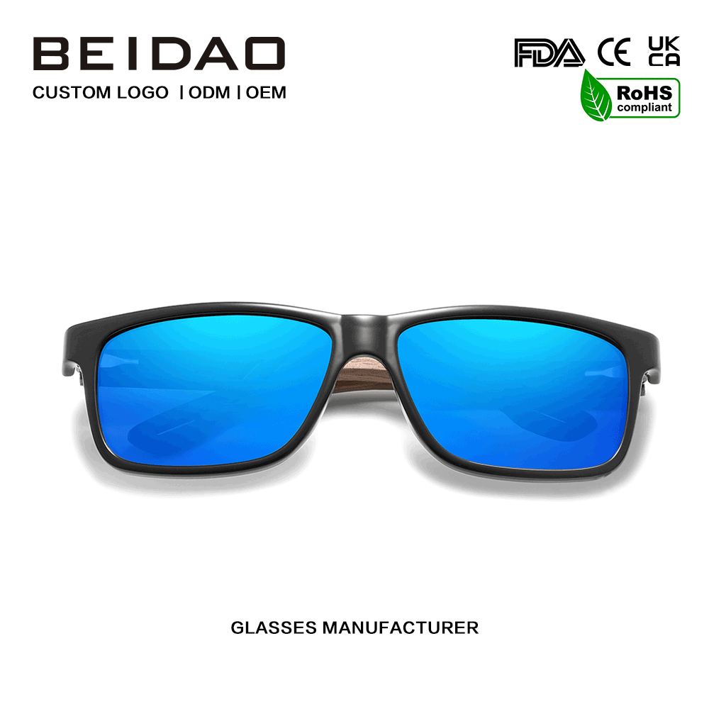 Untuk Cermin Mata Hitam Polarized Biru Bingkai Kenari Uniseks