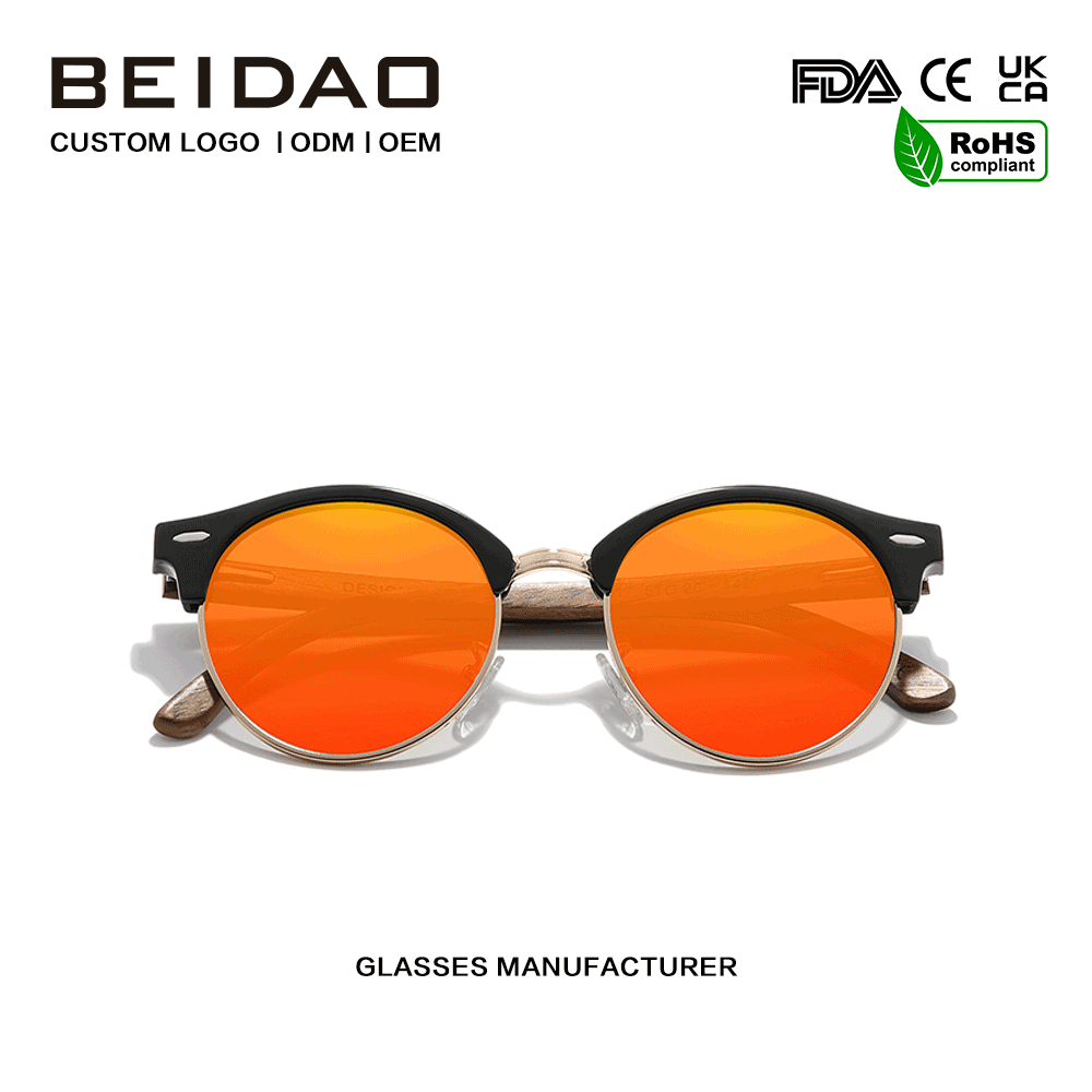 Cermin Mata Hitam UV400 Tanpa Sempadan Kayu Walnut Buatan Tangan