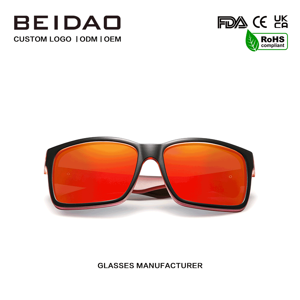 Hot Selling Fashion Polarized Red Mirro Lenses Cermin Mata Hitam