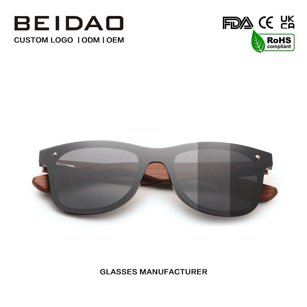 Hot Selling Cermin Mata Hitam Polarized Perak Kayu Bubinga Asli