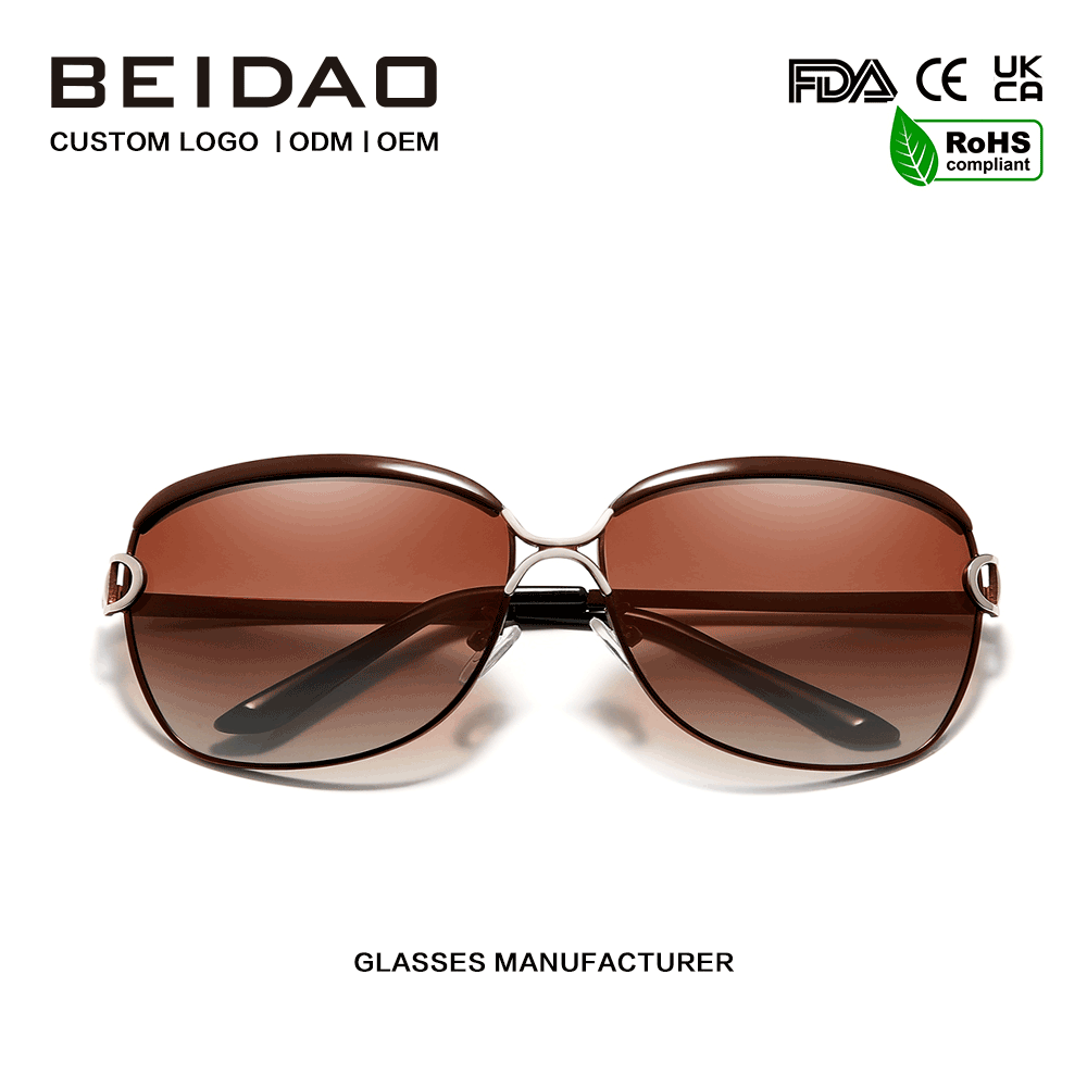 Cermin Mata Hitam Gradien Polarized Bersaiz Besar Mewah untuk Wanita