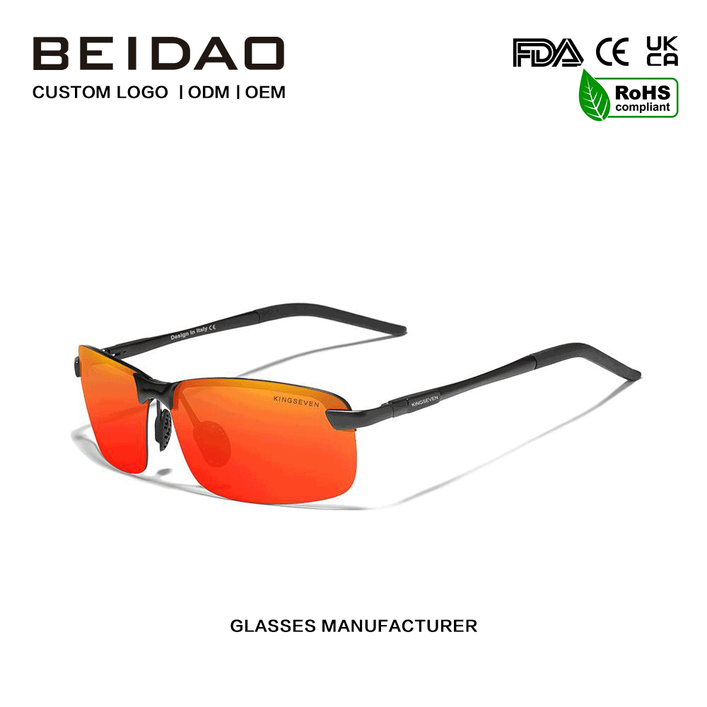 Cermin Mata Hitam Polarized Bingkai Logam Moden untuk Wanita Lelaki