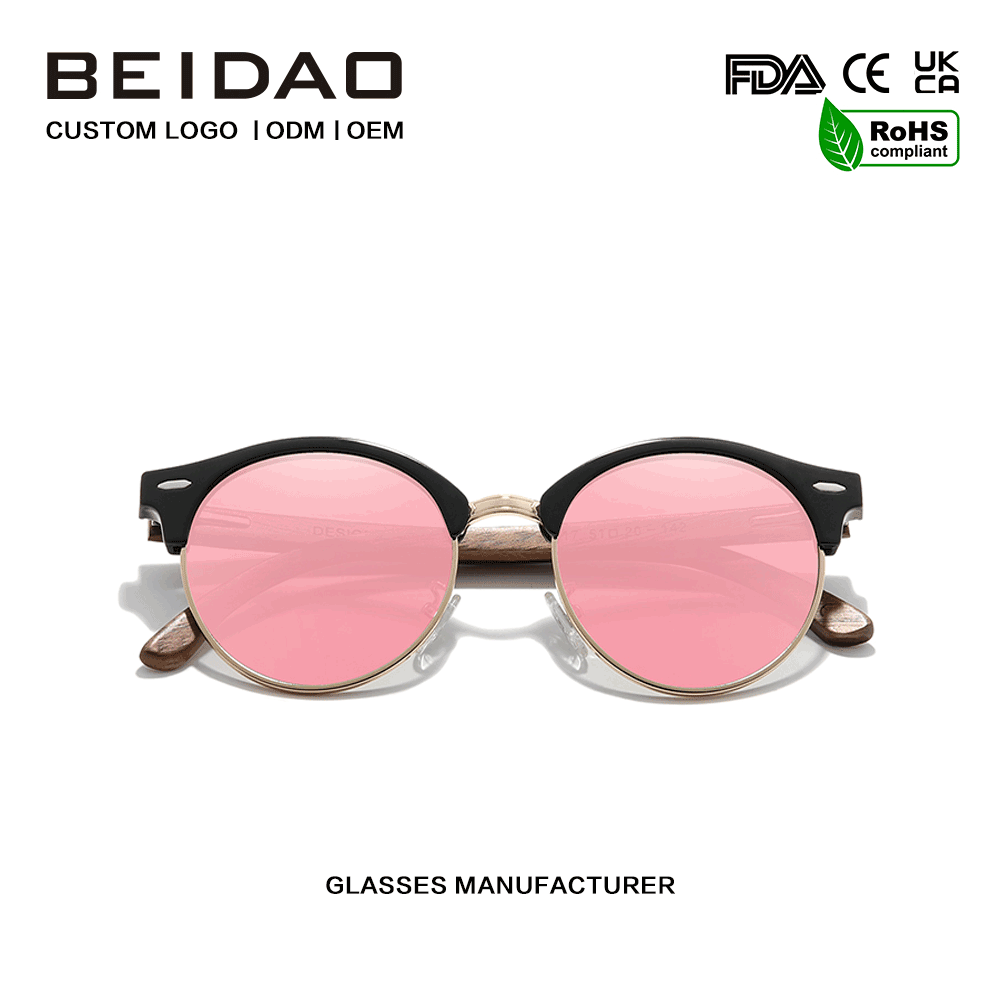Cermin Mata Hitam Perlindungan UV400 Kayu Walnut Moden Memandu
