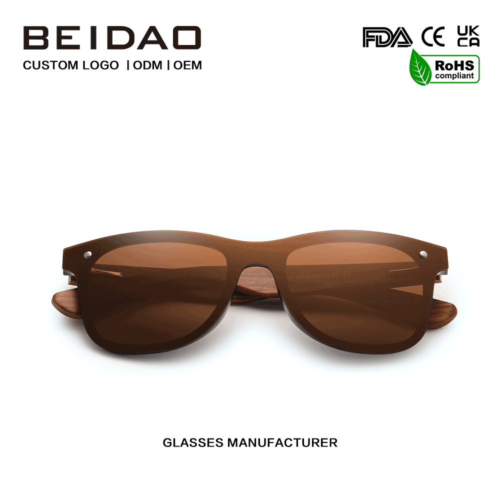 Cermin Mata Hitam Polarized Kayu Bubinga Asli Asli