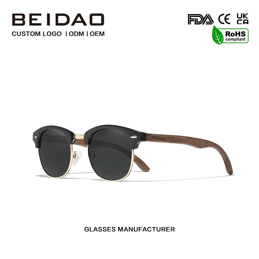 Cermin Mata Hitam Kayu Walnut Polarized Lelaki Baharu