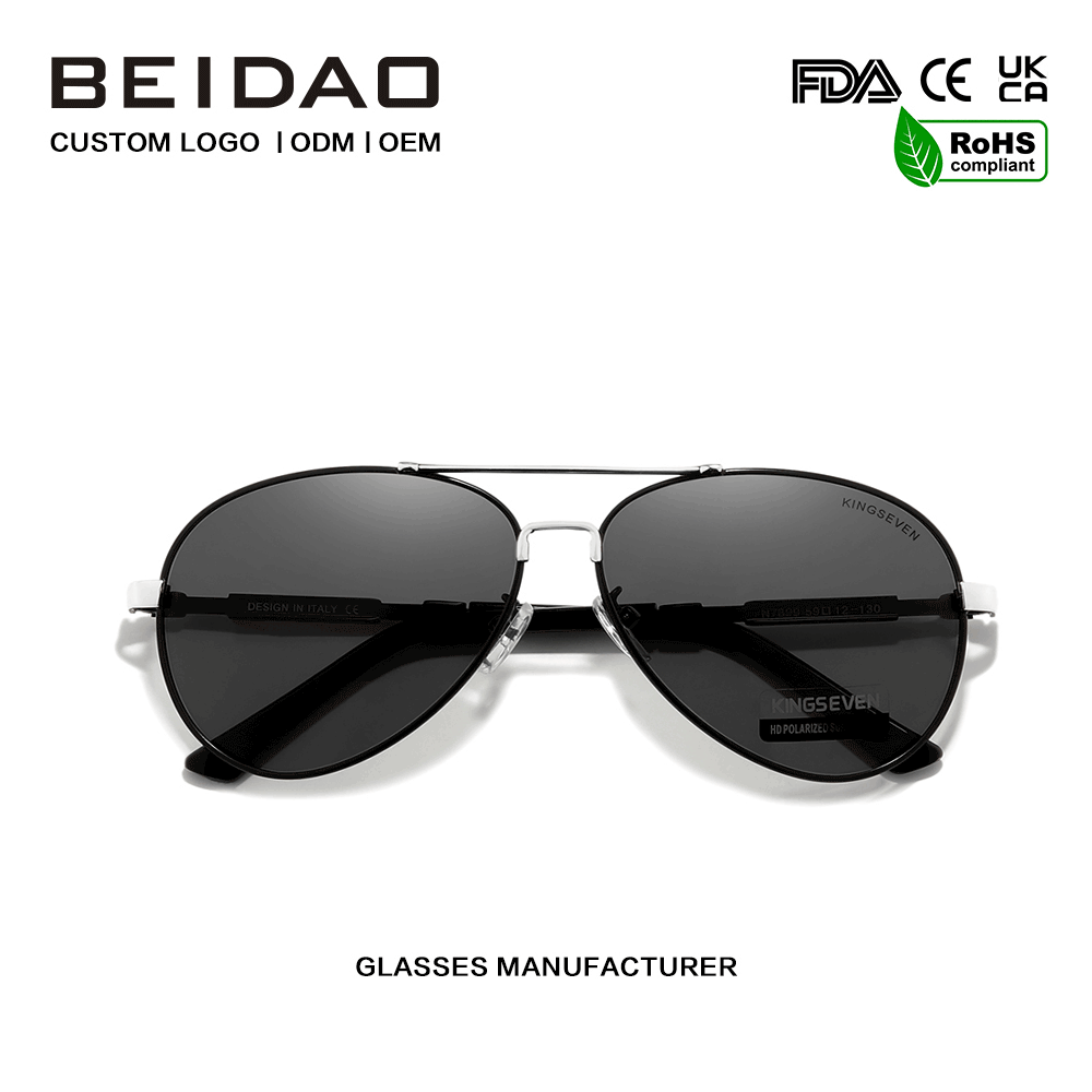 Cermin Mata Hitam Rim Penuh Aluminium Polarized dengan Kanta Polikarbonat
