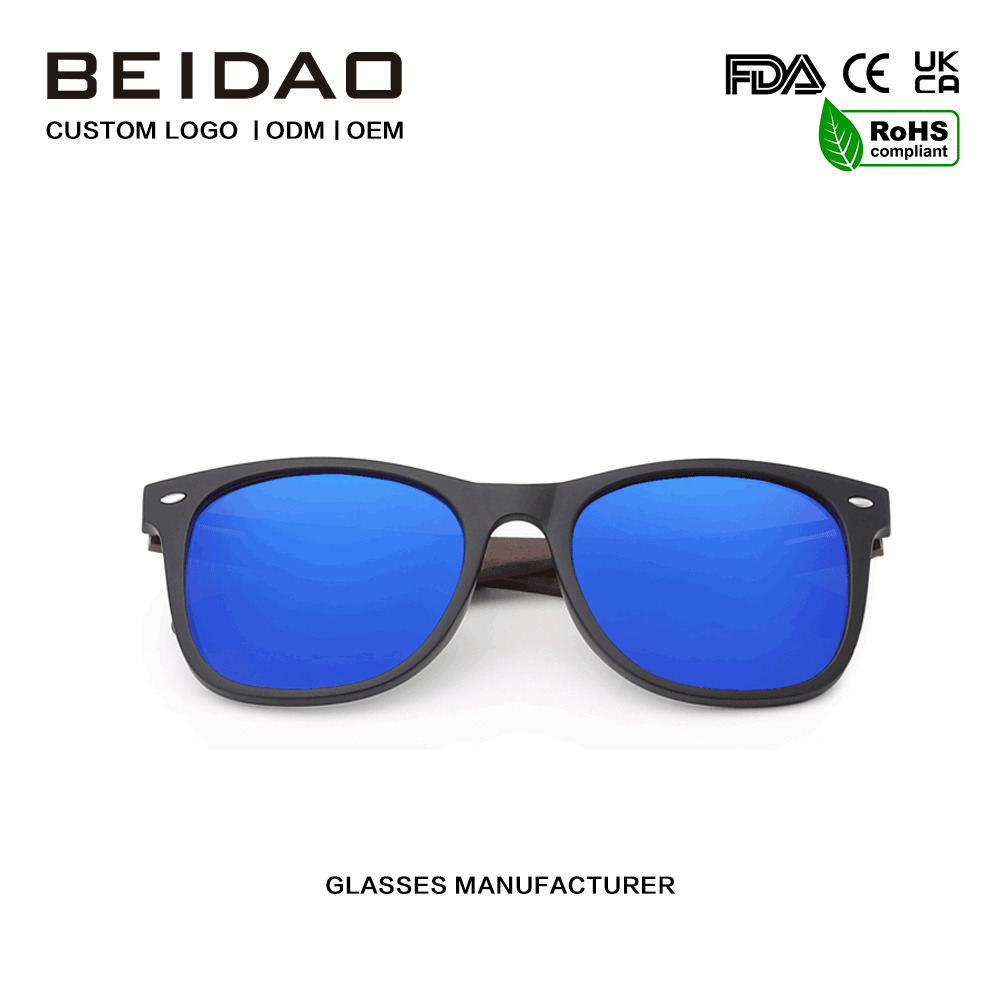 Unisex Blue Wooden Walnut TR90 Cermin Mata Hitam Memandu Percutian