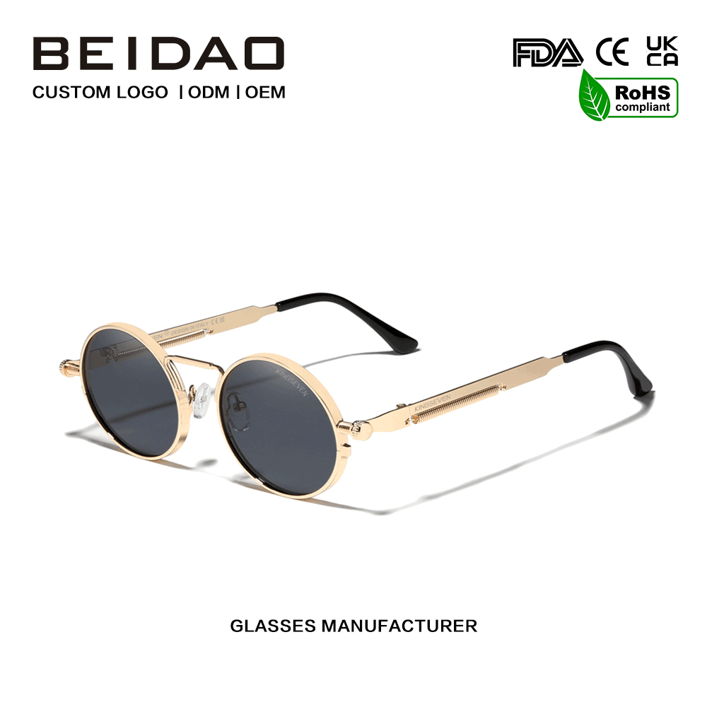 Cermin Mata Hitam Logam Vintage Steampunk Polarized